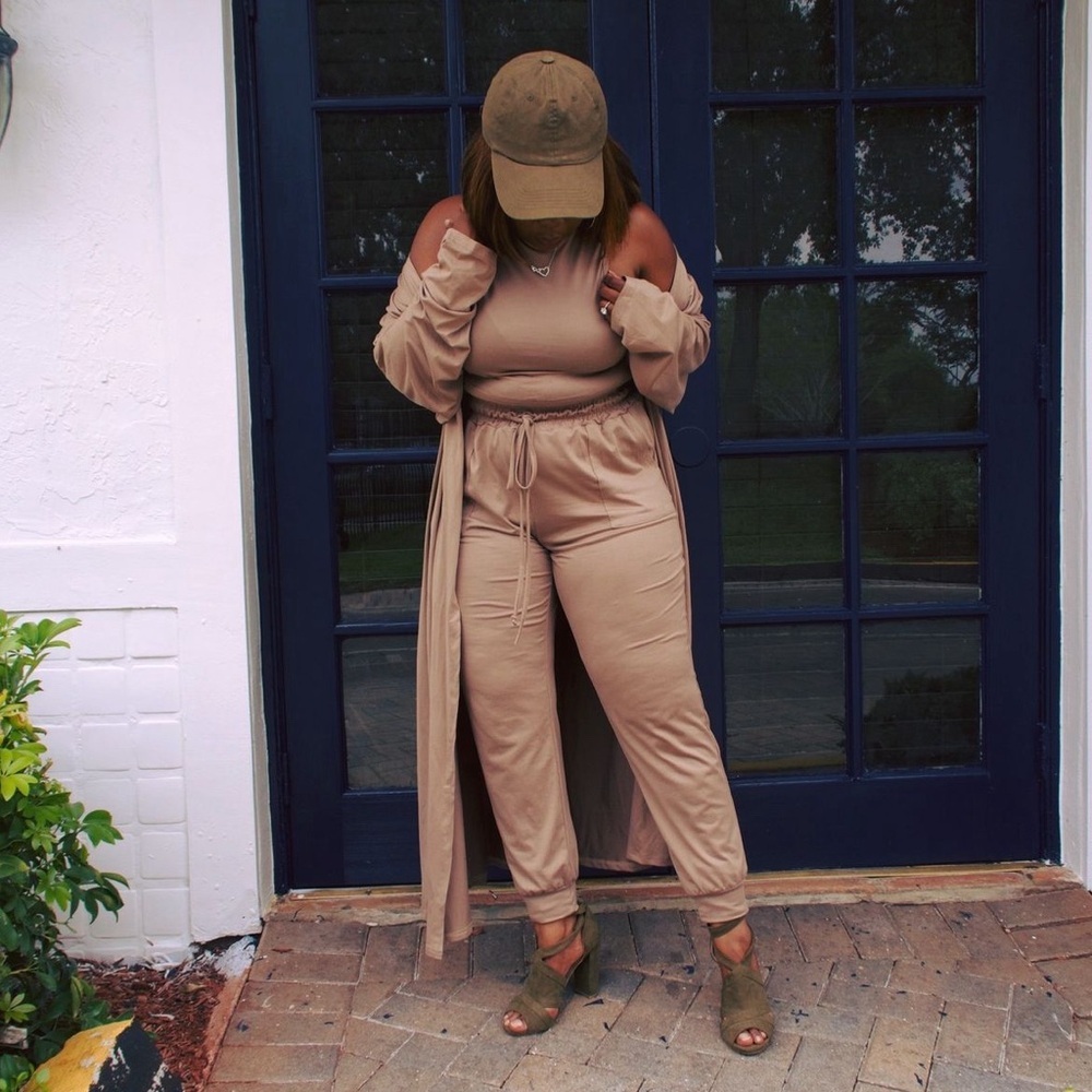 Khaki 3 Piece Knit Matching Set